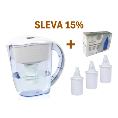 Filtrační ALKALICKÁ konvice BÍLÁ + 3 filtry