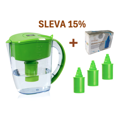 Filtrační ALKALICKÁ konvice ZELENÁ + 3 filtry
